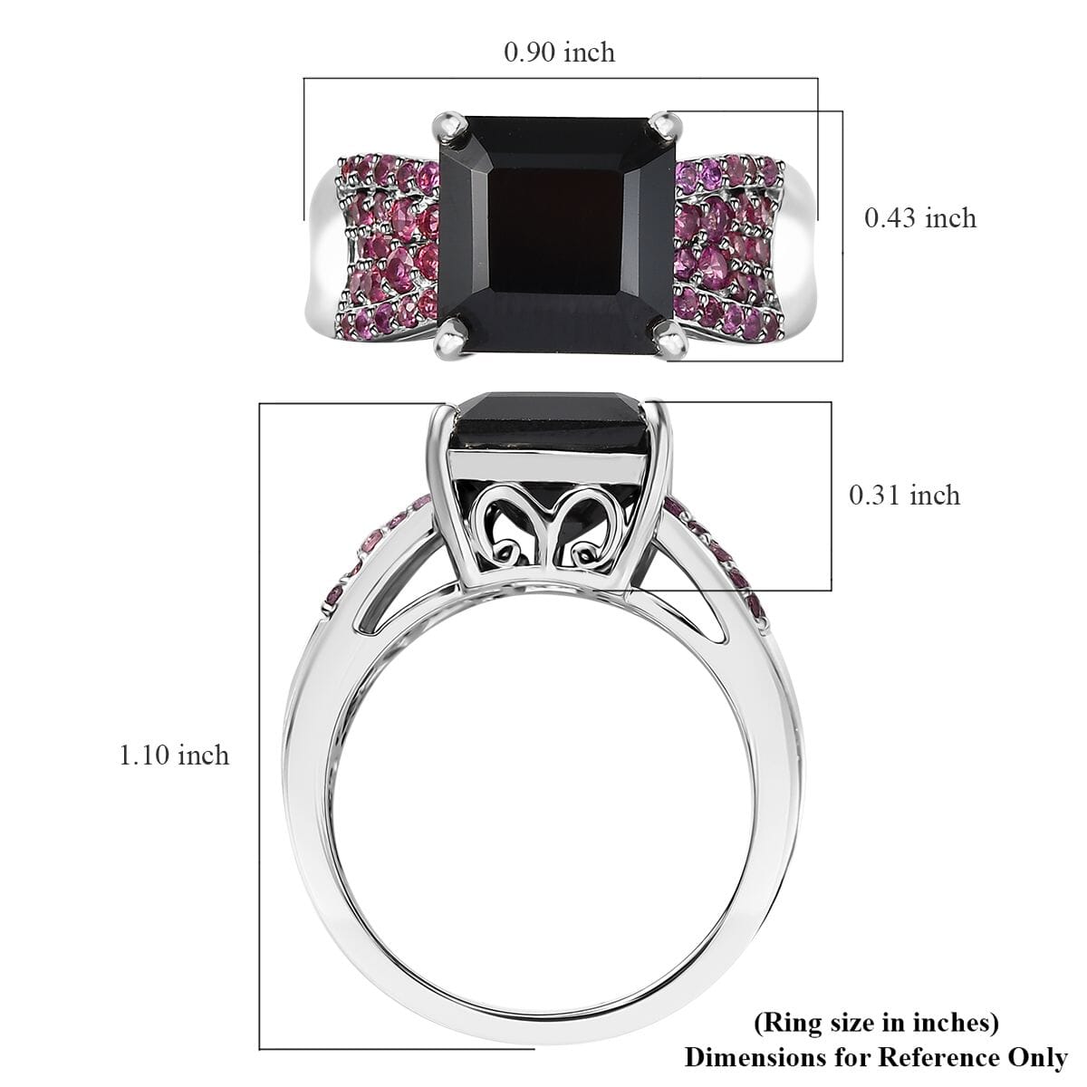 Karis Thai Black Spinel and Orissa Rhodolite Garnet 6.00 ctw Midnight Bloom Ring in Platinum Bond (Size 10.0) image number 5