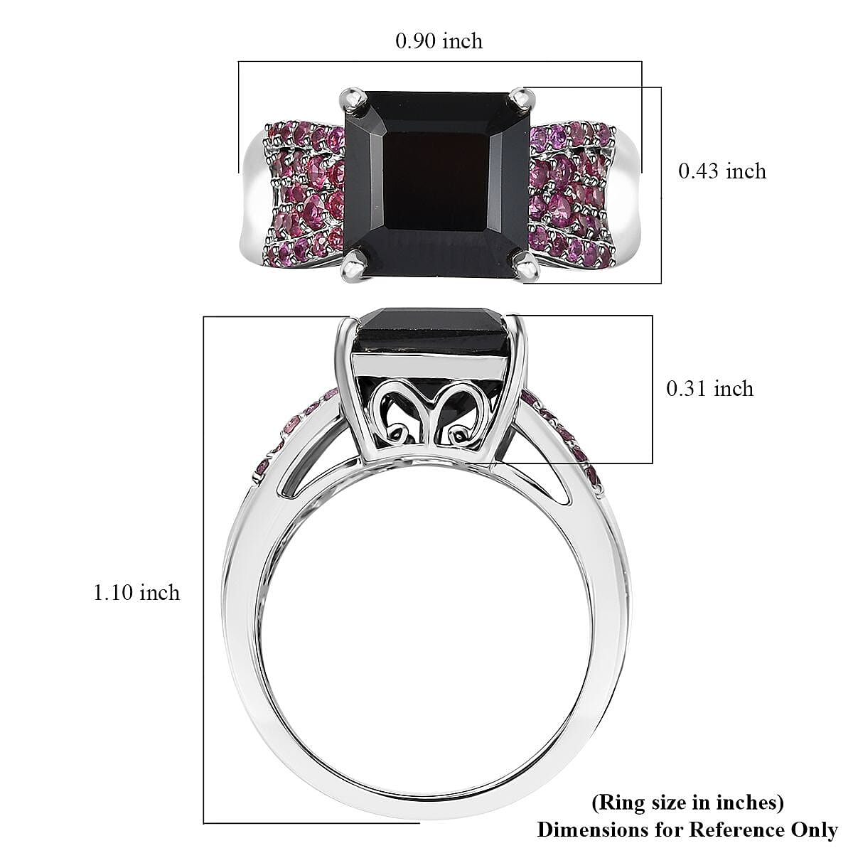 Karis Thai Black Spinel and Orissa Rhodolite Garnet 6.00 ctw Midnight Bloom Ring in Platinum Bond (Size 7.0) image number 5