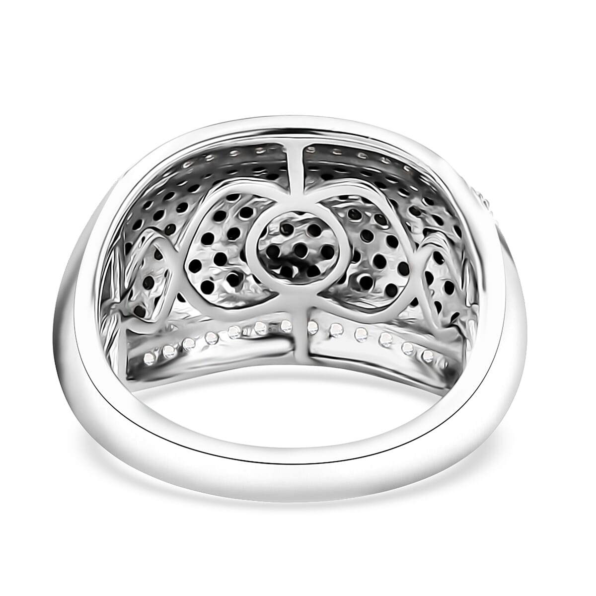 Karis Thai Black Spinel and White Zircon 1.65 ctw Black Carpet Glam Ring in Platinum Bond (Size 10.0) 