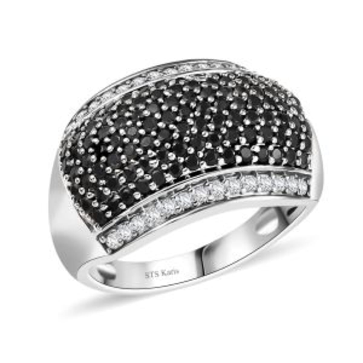 Karis Thai Black Spinel and White Zircon 1.65 ctw Black Carpet Glam Ring in Platinum Bond (Size 5.0)  image number 0