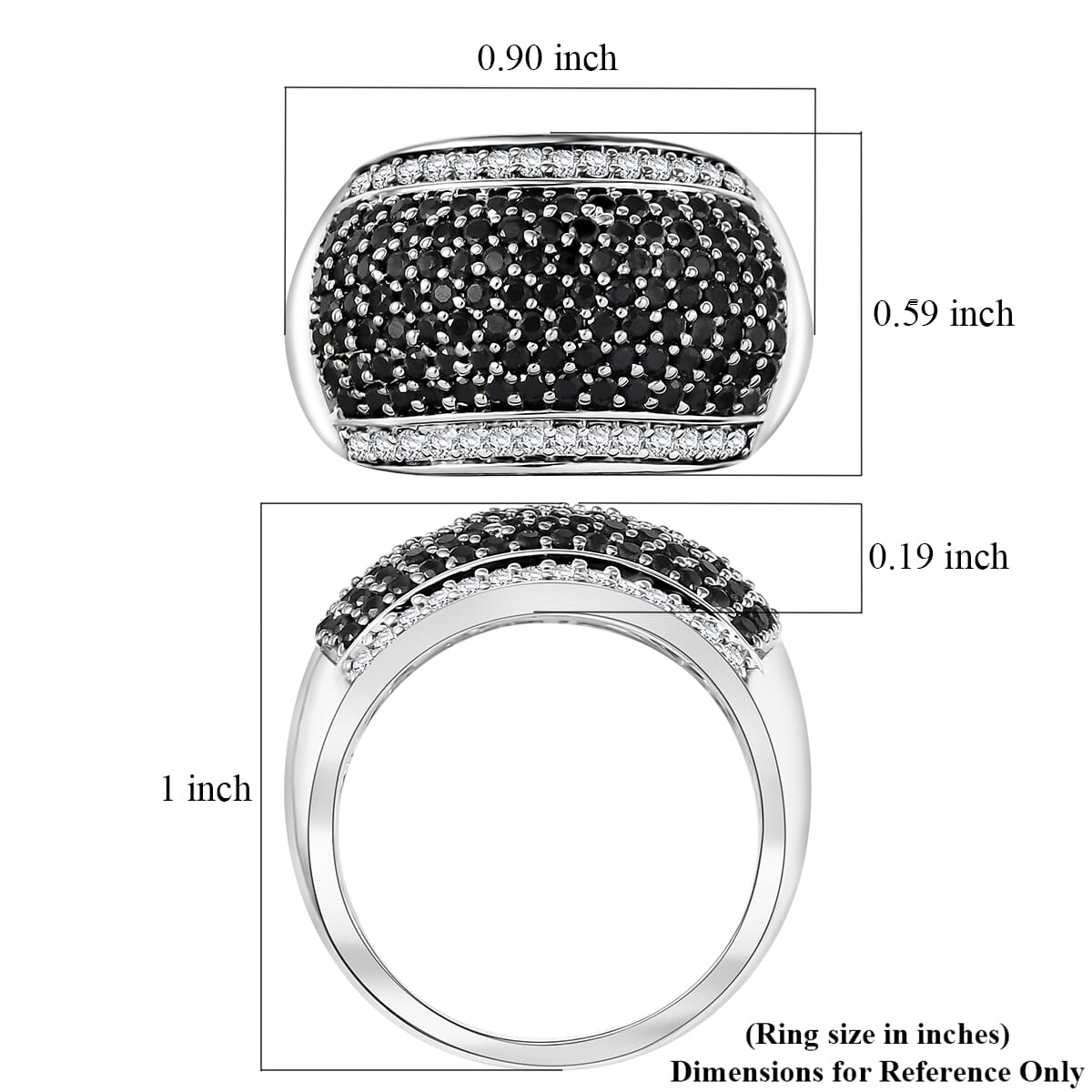 Karis Thai Black Spinel and White Zircon 1.65 ctw Black Carpet Glam Ring in Platinum Bond (Size 5.0)  image number 5