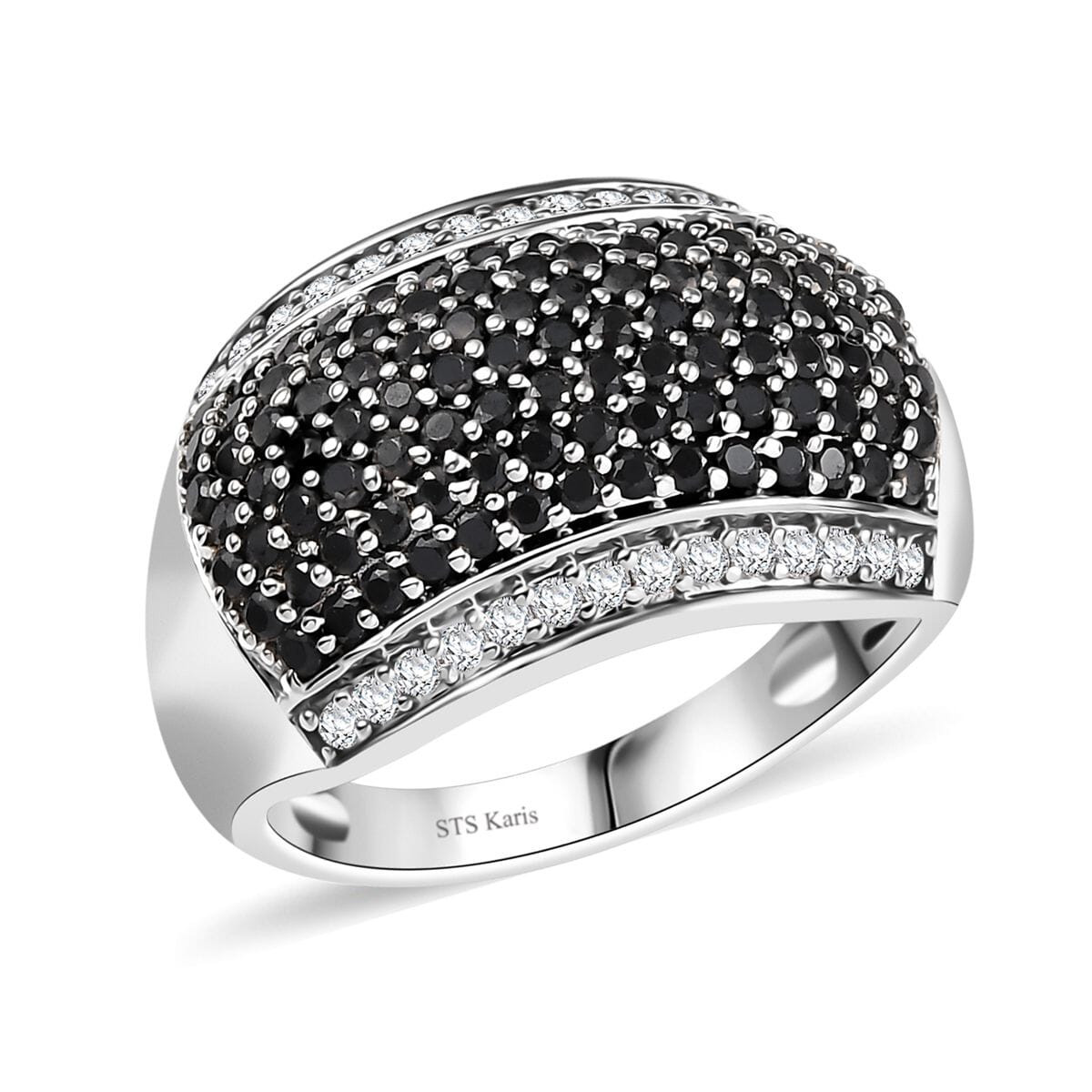 Karis Thai Black Spinel and White Zircon 1.65 ctw Black Carpet Glam Ring in Platinum Bond (Size 7.0) image number 0