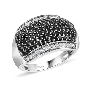 Karis Thai Black Spinel and White Zircon 1.65 ctw Black Carpet Glam Ring in Platinum Bond (Size 7.0)
