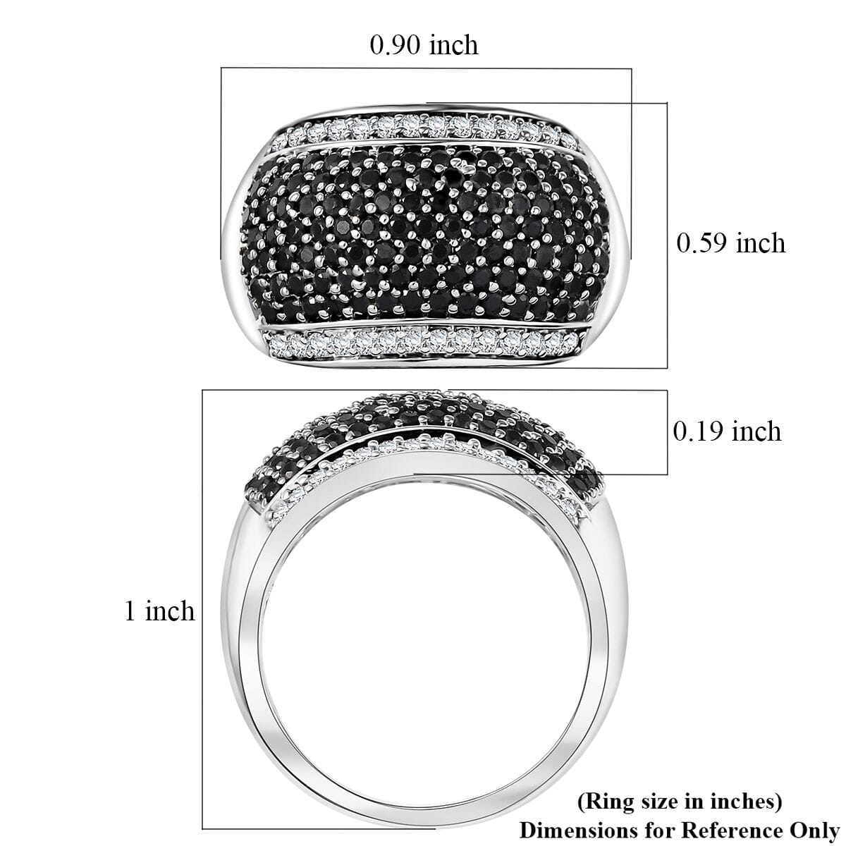 Karis Thai Black Spinel and White Zircon 1.65 ctw Black Carpet Glam Ring in Platinum Bond (Size 7.0) image number 5