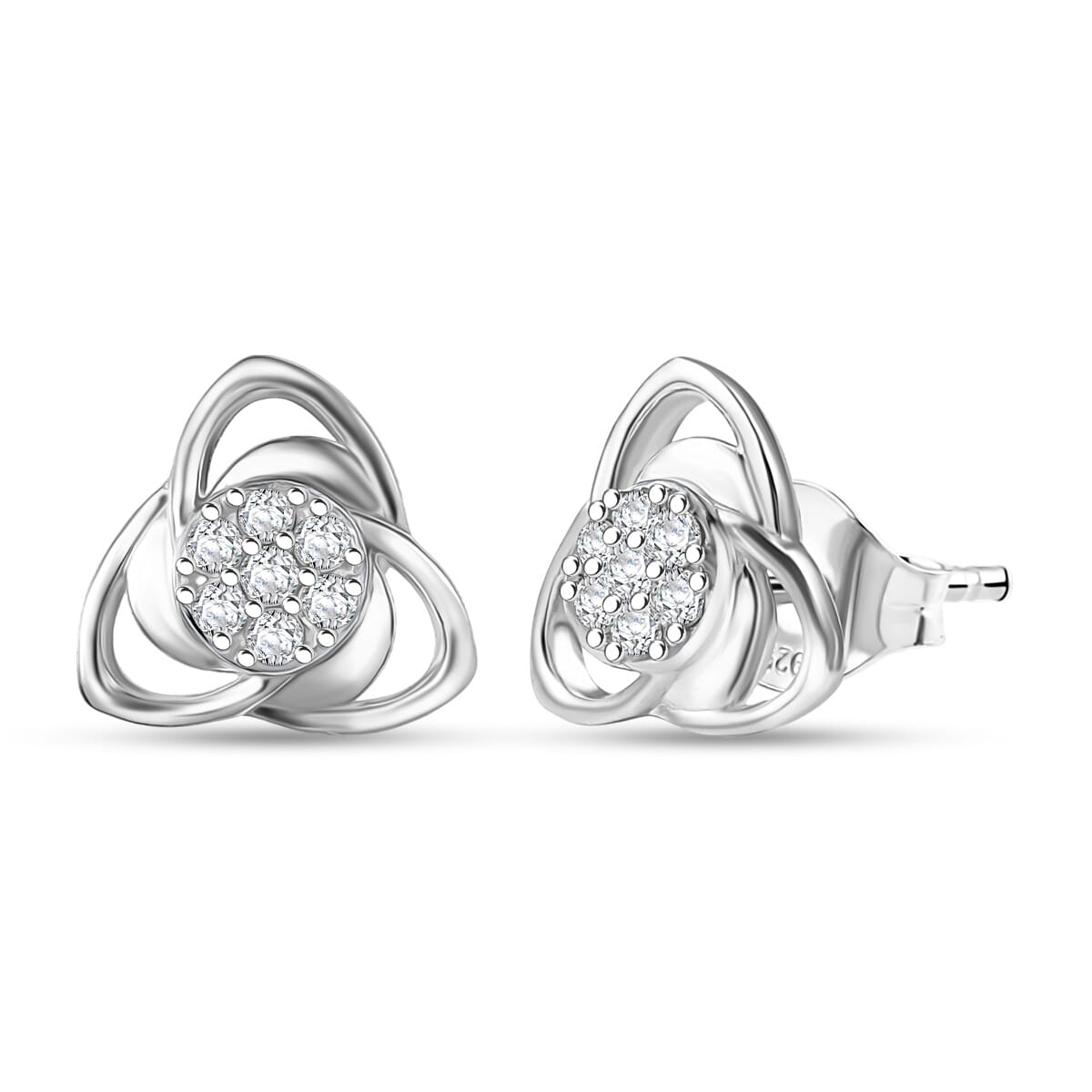 Luxuriant Lab Grown Diamond G-H SI 0.20 ctw Floral Stud Earrings in Rhodium Over Sterling Silver  image number 0