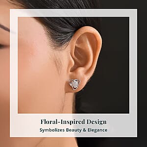 Luxuriant Lab Grown Diamond G-H SI 0.20 ctw Floral Stud Earrings in Rhodium Over Sterling Silver 