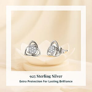 Luxuriant Lab Grown Diamond G-H SI 0.20 ctw Floral Stud Earrings in Rhodium Over Sterling Silver 