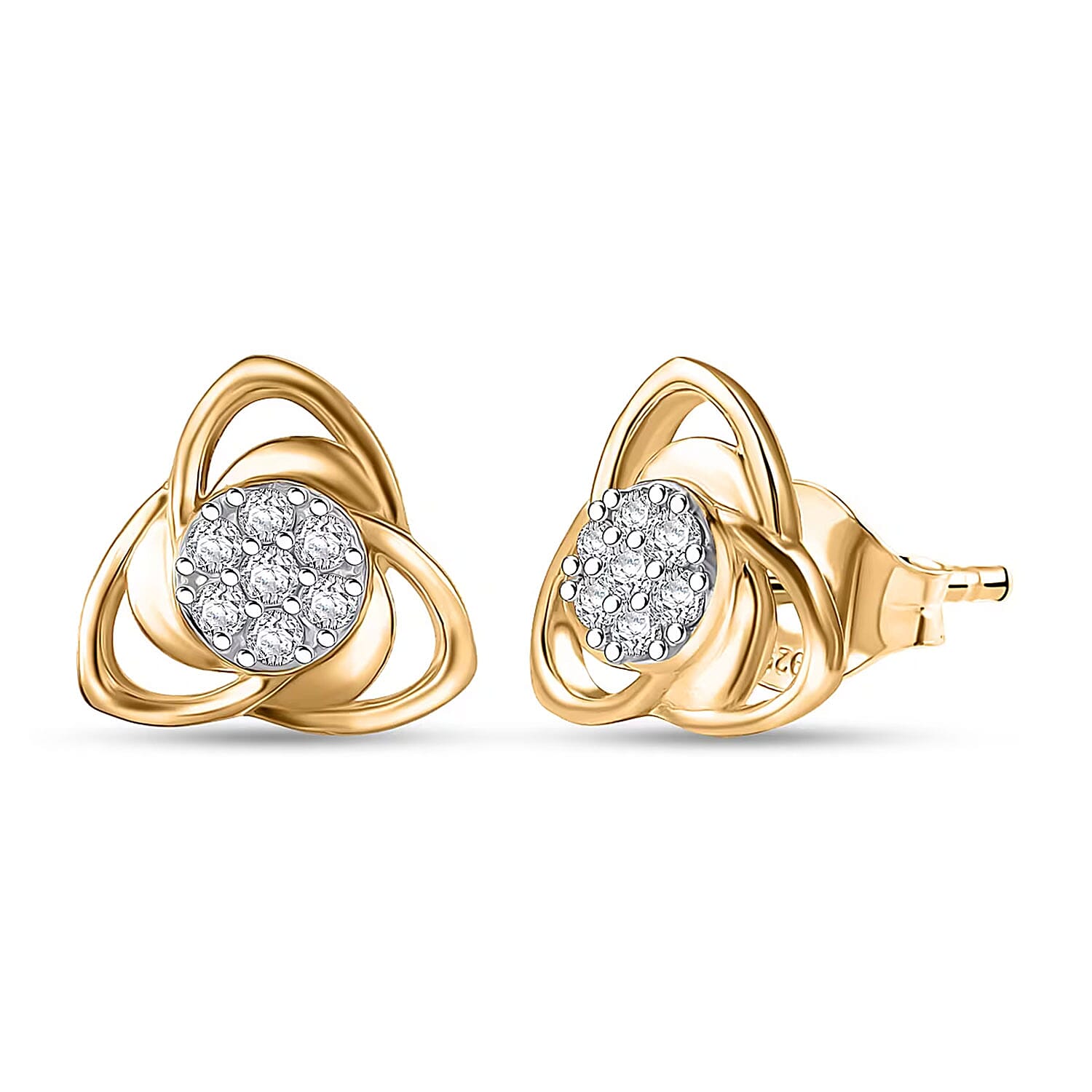Luxuriant Lab Grown Diamond G-H SI 0.20 ctw Floral Stud Earrings in 18K Vermeil Yellow Gold Over Sterling Silver