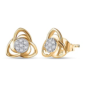 Luxuriant Lab Grown Diamond G-H SI 0.20 ctw Floral Stud Earrings in 18K Vermeil Yellow Gold Over Sterling Silver