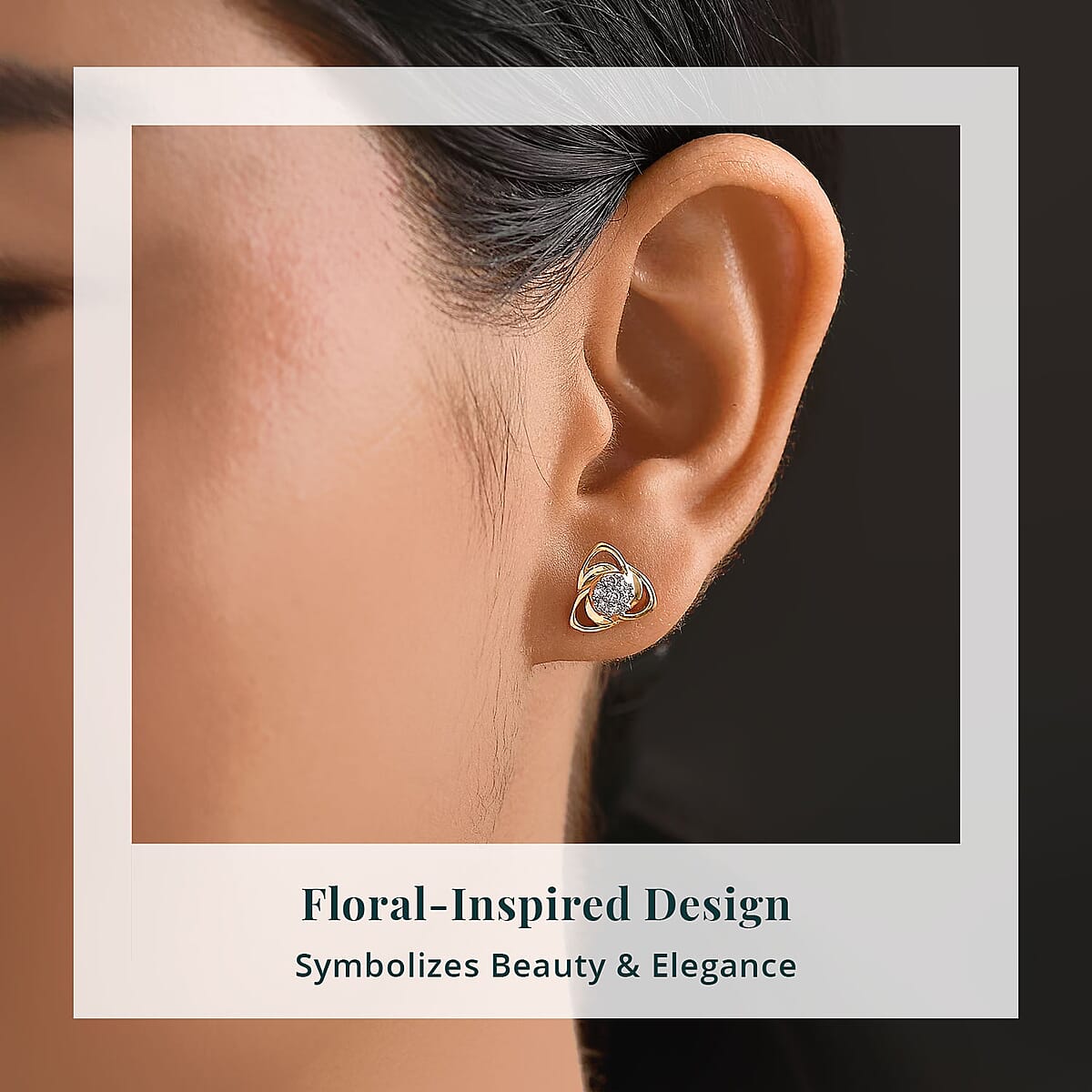 Luxuriant Lab Grown Diamond G-H SI 0.20 ctw Floral Stud Earrings in 18K Vermeil Yellow Gold Over Sterling Silver image number 1