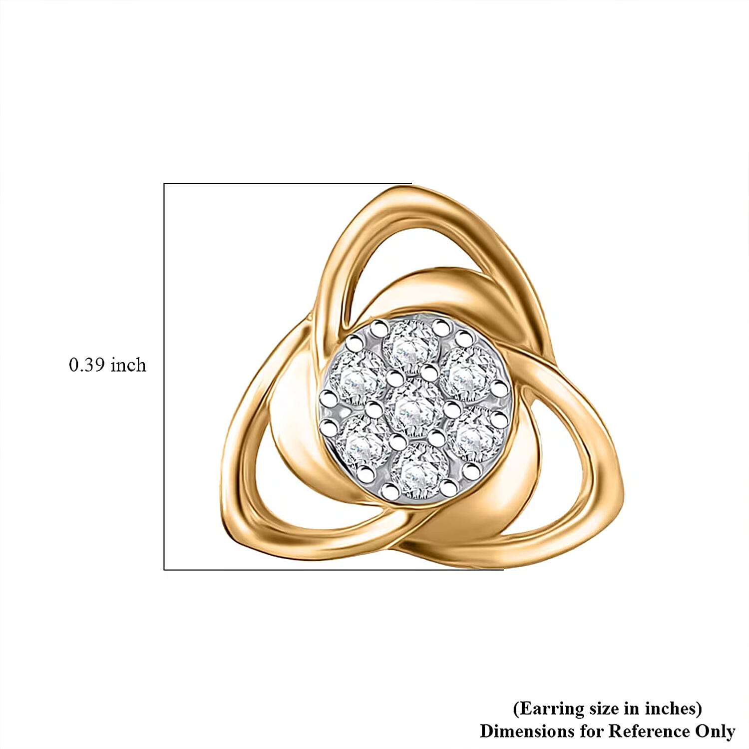 Luxuriant Lab Grown Diamond G-H SI 0.20 ctw Floral Stud Earrings in 18K Vermeil Yellow Gold Over Sterling Silver