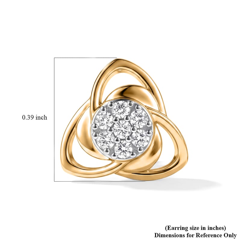 Luxuriant Lab Grown Diamond G-H SI 0.20 ctw Floral Stud Earrings in 18K Vermeil Yellow Gold Over Sterling Silver