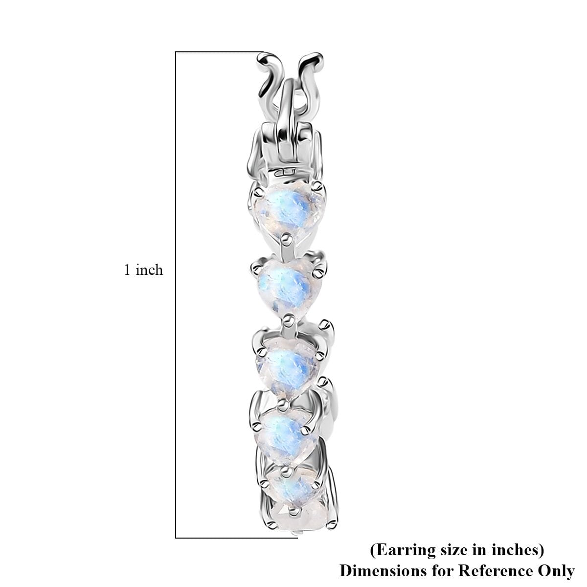 Karis Moon Glow Moonstone 4.00 ctw Aurora Heart Hoop Earrings in Platinum Bond  image number 4