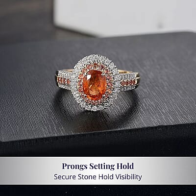 Luxoro Tanzanian Mandarin Garnet, Padparadscha Sapphire, Diamond Ring in 10K Yellow Gold 2.80 ctw (Size 12.0)
