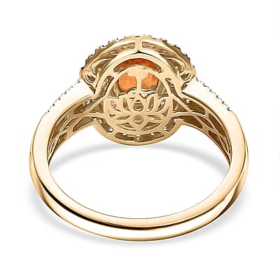 Luxoro Tanzanian Mandarin Garnet, Padparadscha Sapphire, Diamond Ring in 10K Yellow Gold 2.80 ctw (Size 12.0)