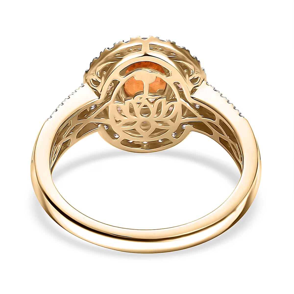 Luxoro Tanzanian Mandarin Garnet, Padparadscha Sapphire, Diamond Ring in 10K Yellow Gold 2.80 ctw (Size 5.5) image number 6