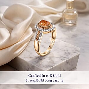 Luxoro Tanzanian Mandarin Garnet, Padparadscha Sapphire, Diamond Ring in 10K Yellow Gold 2.80 ctw (Size 9.5)