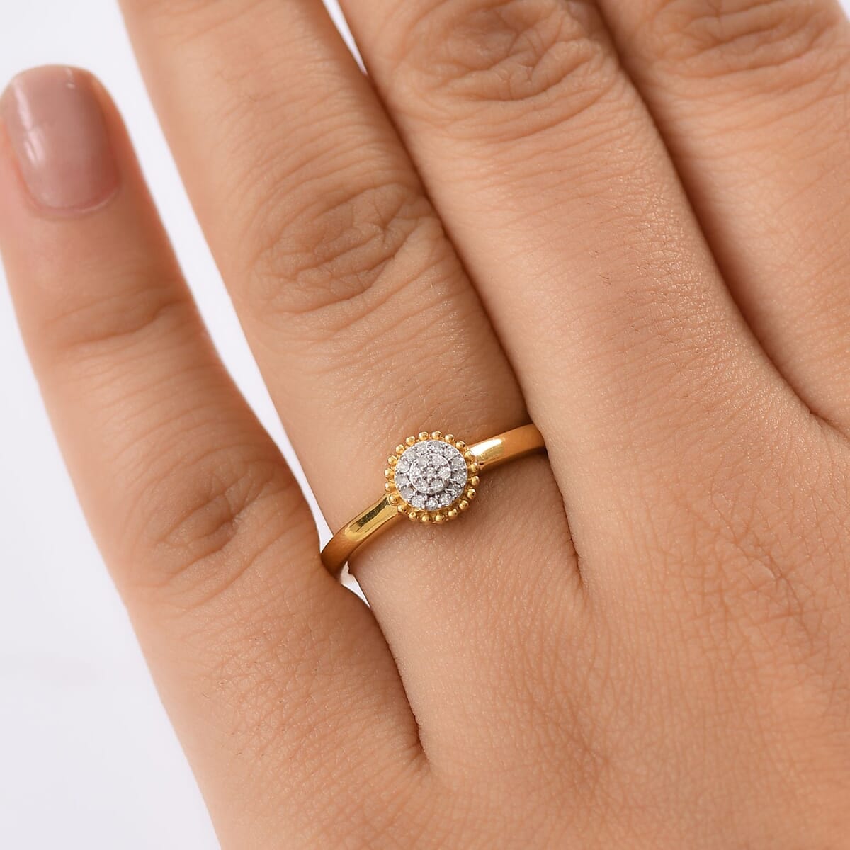 D'Joy White Diamond Ring in 18K Vermeil YG Over Sterling Silver (Size 10.0) 0.10 ctw image number 2
