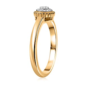 D'Joy White Diamond Ring in 18K Vermeil YG Over Sterling Silver (Size 10.0) 0.10 ctw