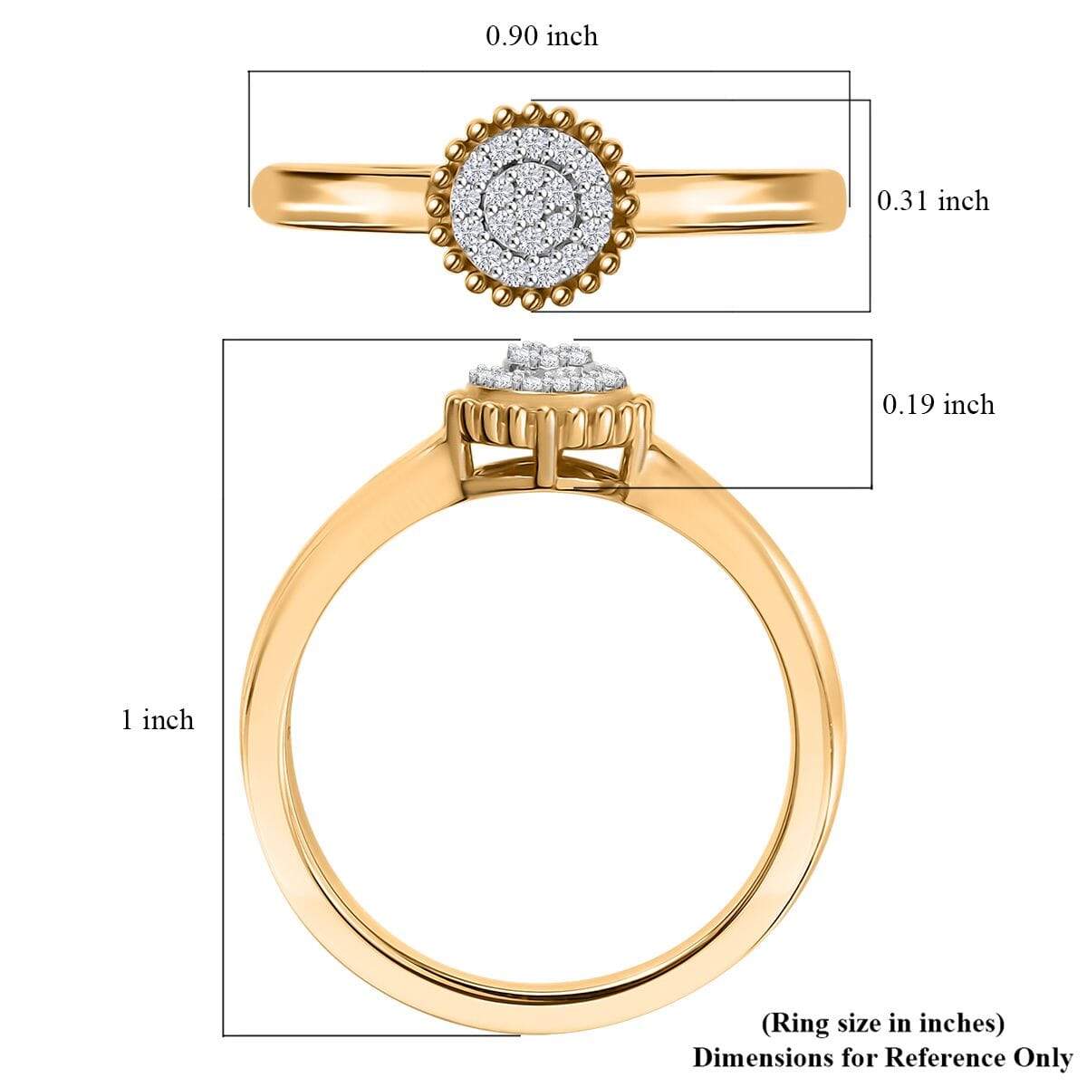 D'Joy White Diamond Ring in 18K Vermeil YG Over Sterling Silver (Size 10.0) 0.10 ctw image number 5