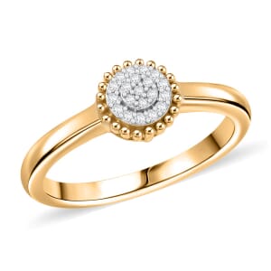 D'Joy White Diamond Ring in 18K Vermeil YG Over Sterling Silver (Size 6.0) 0.10 ctw