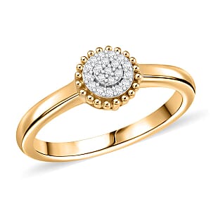 D'Joy White Diamond Ring in 18K Vermeil YG Over Sterling Silver (Size 8.0) 0.10 ctw