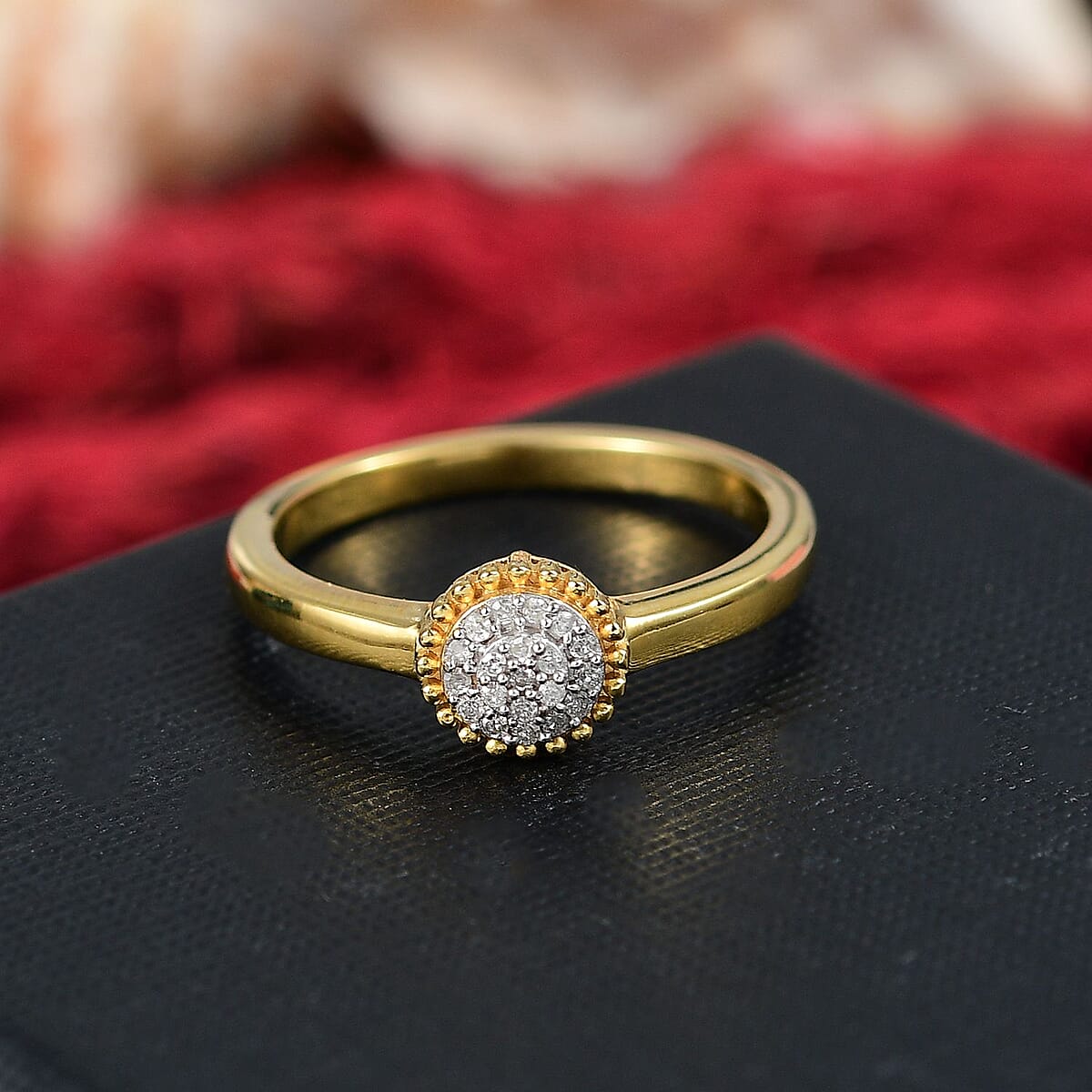 D'Joy White Diamond Ring in 18K Vermeil YG Over Sterling Silver (Size 8.0) 0.10 ctw image number 1