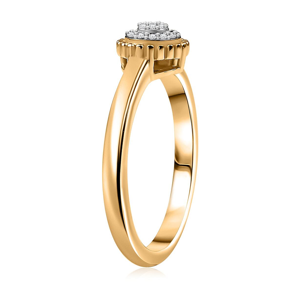 D'Joy White Diamond Ring in 18K Vermeil YG Over Sterling Silver (Size 8.0) 0.10 ctw image number 3