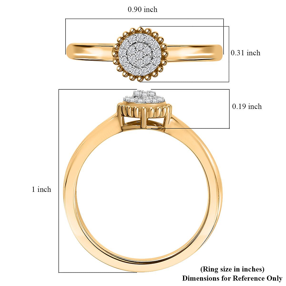 D'Joy White Diamond Ring in 18K Vermeil YG Over Sterling Silver (Size 8.0) 0.10 ctw image number 5