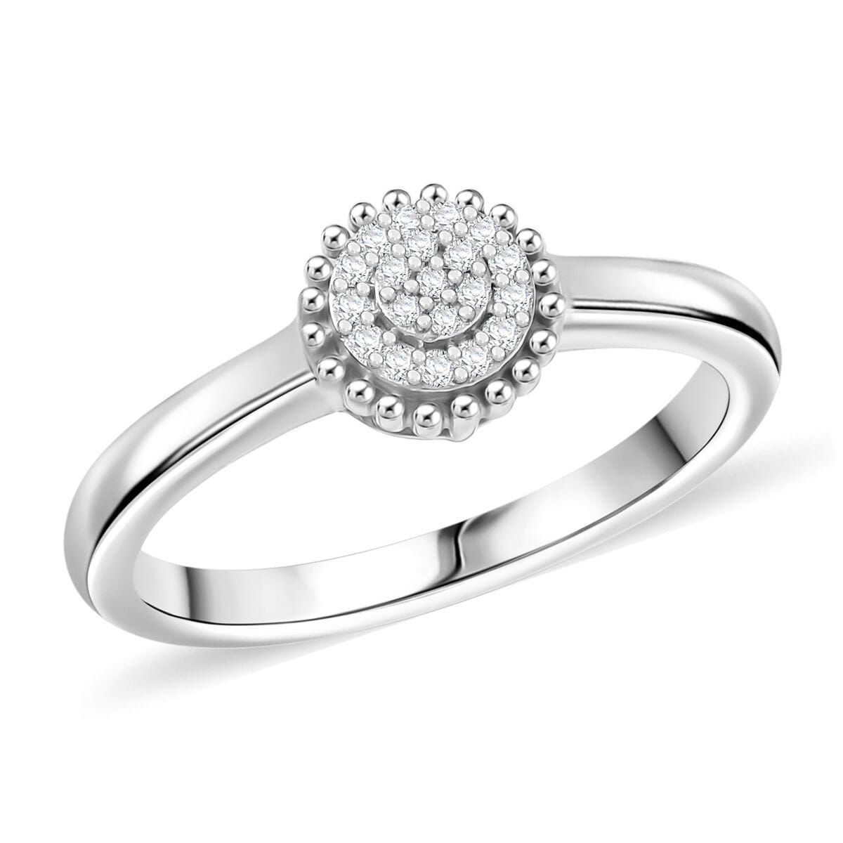 D'Joy White Diamond Ring in Rhodium Over Sterling Silver (Size 6.0) 0.10 ctw image number 0