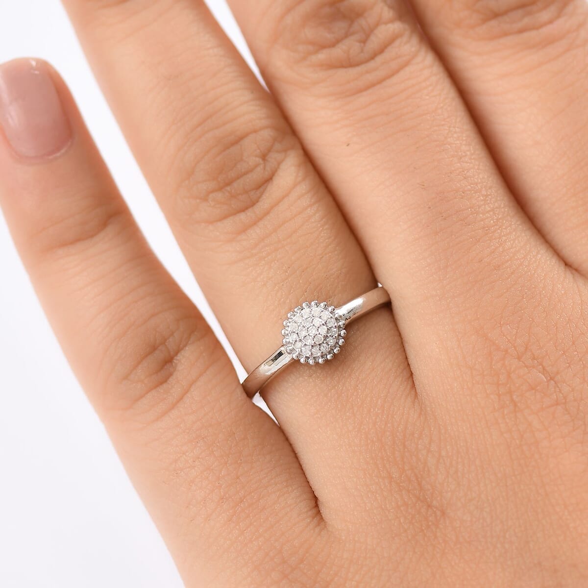 D'Joy White Diamond Ring in Rhodium Over Sterling Silver (Size 6.0) 0.10 ctw image number 2