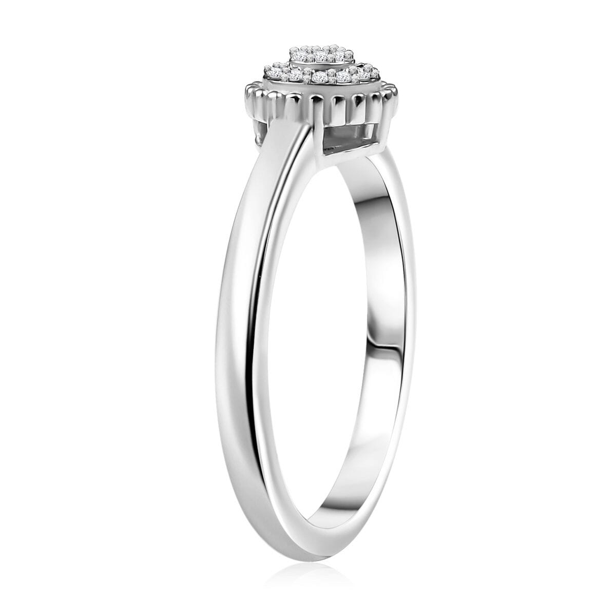 D'Joy White Diamond Ring in Rhodium Over Sterling Silver (Size 6.0) 0.10 ctw image number 3