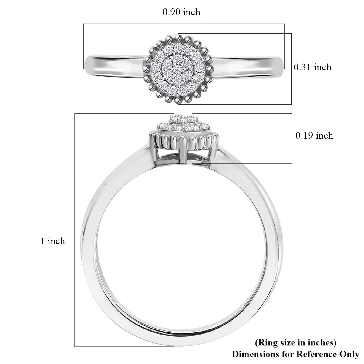 D'Joy White Diamond Ring in Rhodium Over Sterling Silver (Size 6.0) 0.10 ctw image number 5