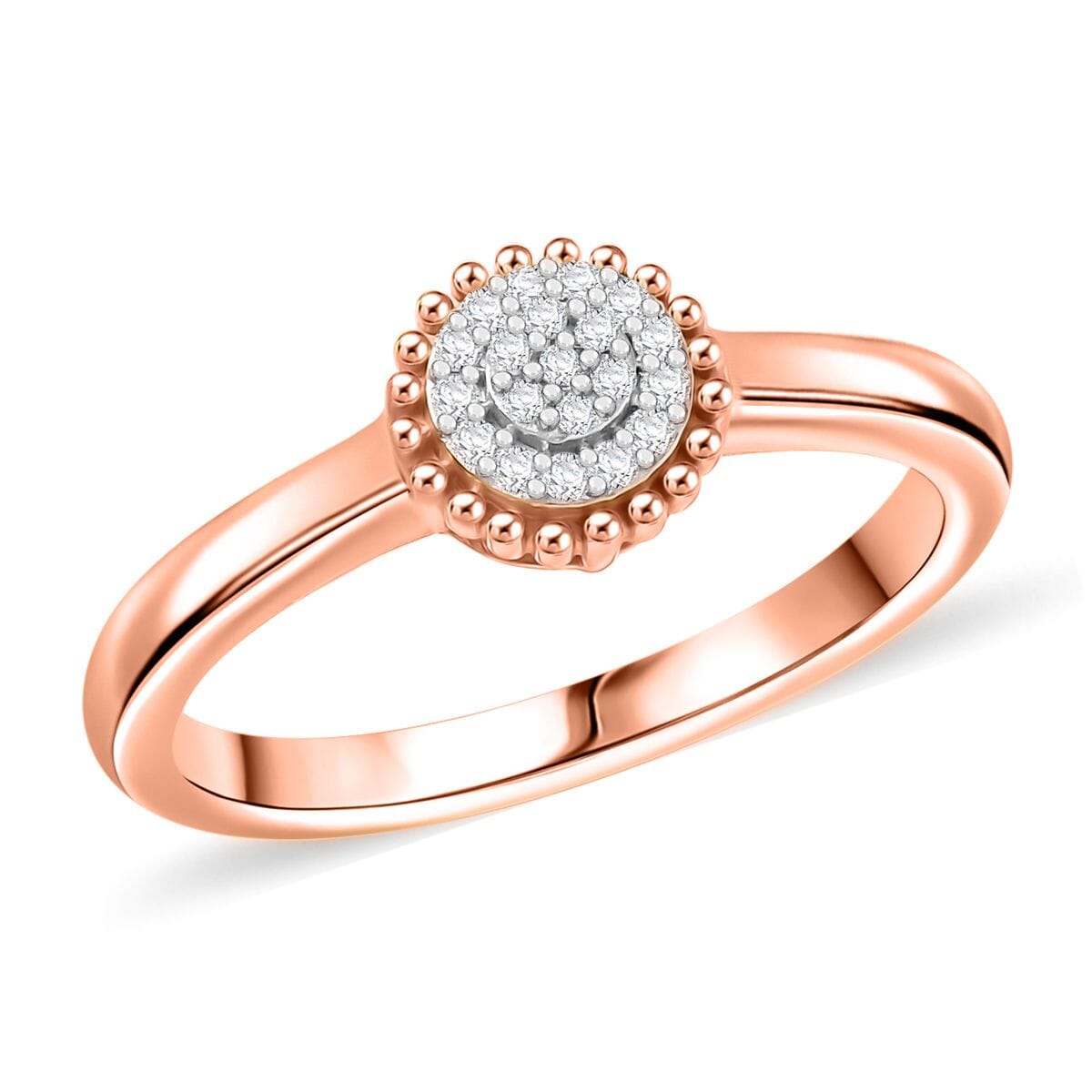 D'Joy White Diamond Ring in 18K Vermeil RG Over Sterling Silver (Size 8.0) 0.10 ctw image number 0