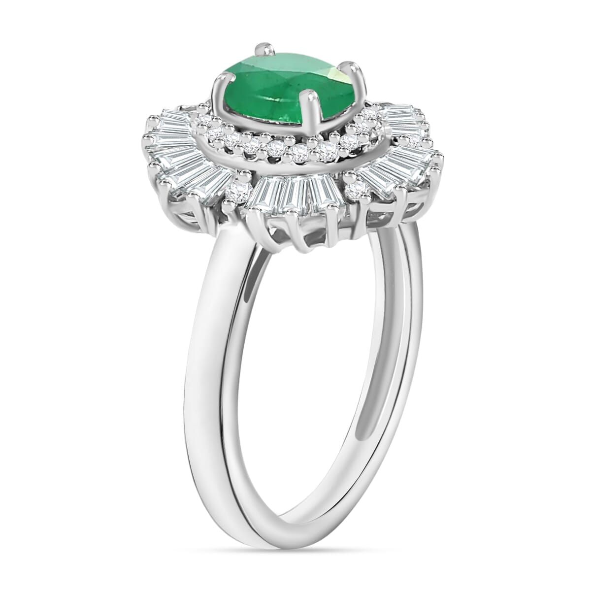Rhapsody AAAA Kagem Zambian Emerald and E-F VS2 Diamond 1.55 ctw Ring in 18K White Gold (Size 10.0) 4.50 Grams image number 2