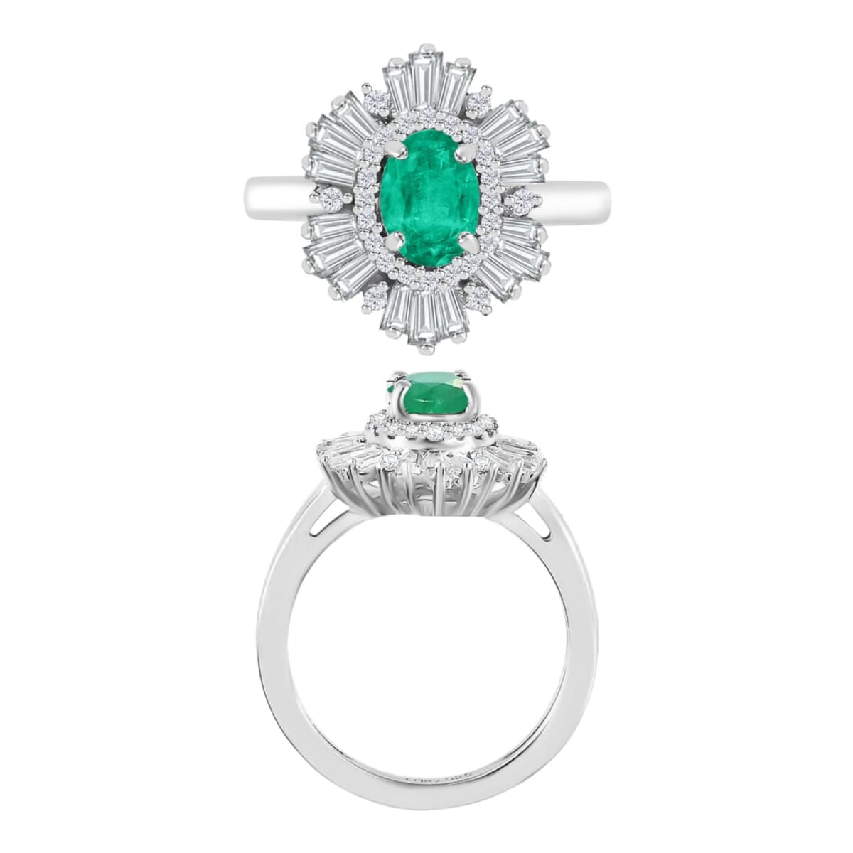 Rhapsody AAAA Kagem Zambian Emerald and E-F VS2 Diamond 1.55 ctw Ring in 18K White Gold (Size 10.0) 4.50 Grams image number 3