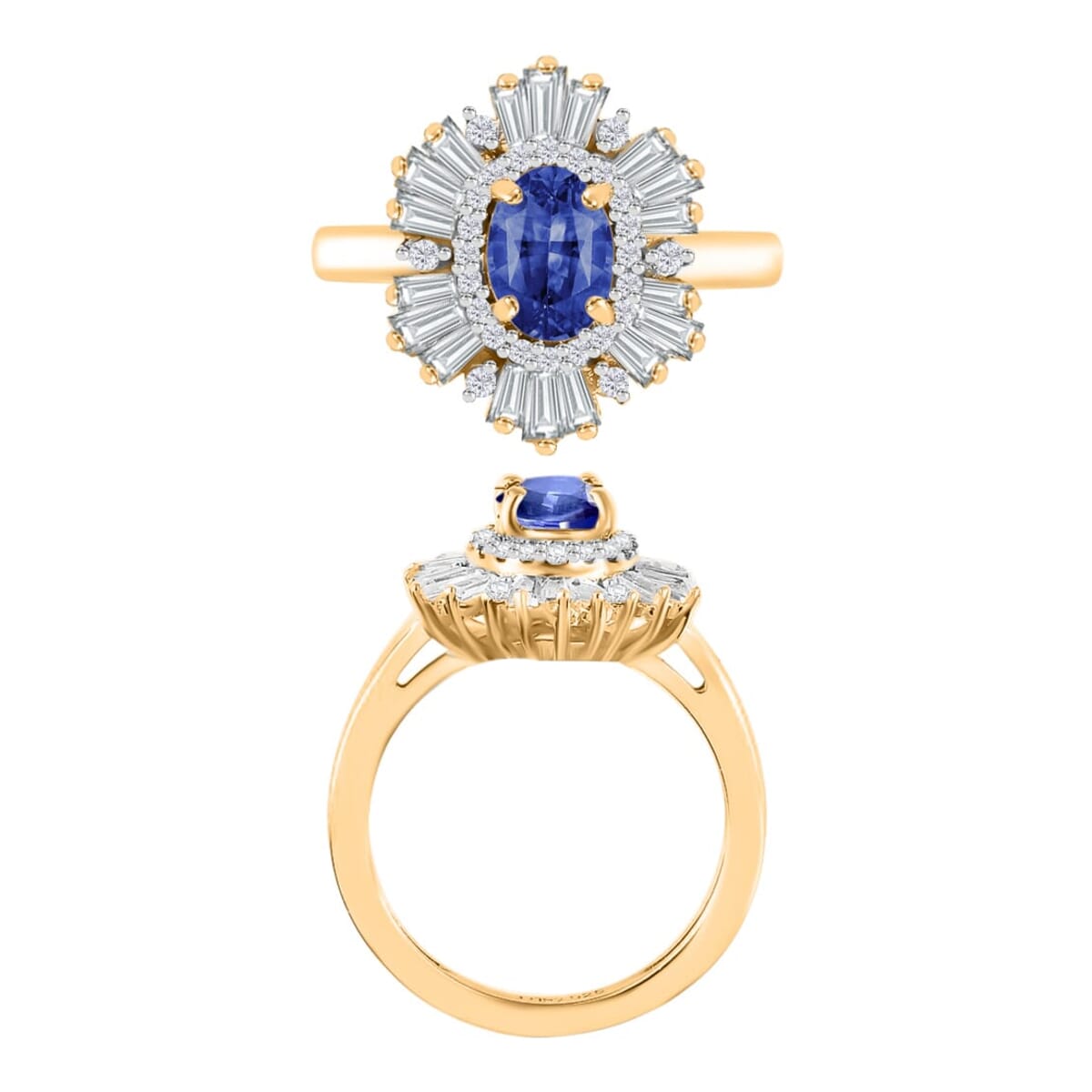 Rhapsody AAAA Ceylon Blue Sapphire and E-F VS2 Diamond 1.75 ctw Ring in 18K Yellow Gold (Size 8.0) 4.50 Grams image number 2