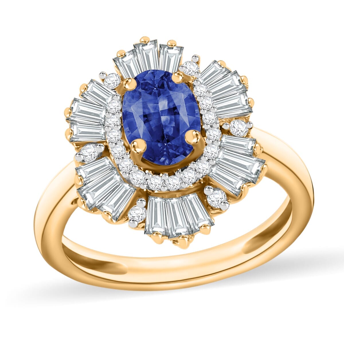 Rhapsody AAAA Ceylon Blue Sapphire and E-F VS2 Diamond 1.75 ctw Ring in 18K Yellow Gold (Size 9.0) 4.50 Grams image number 0
