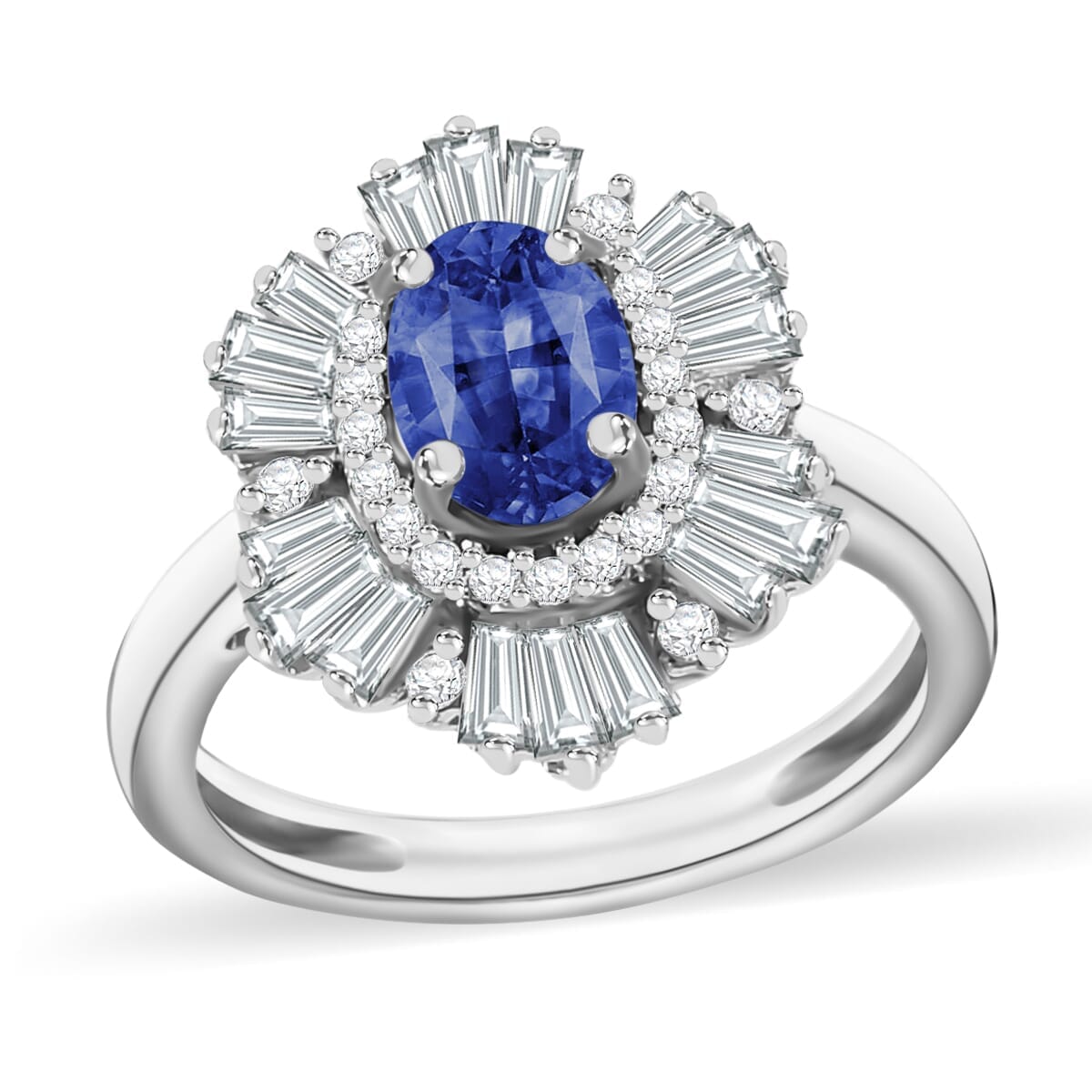 Rhapsody AAAA Ceylon Blue Sapphire and E-F VS2 Diamond 1.75 ctw Ring in 18K White Gold (Size 10.0) 4.50 Grams image number 0