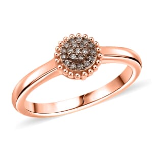 D'Joy Natural Champagne Diamond Ring in 18K Vermeil RG Over Sterling Silver 0.09 (Size 10.0) 0.10 ctw