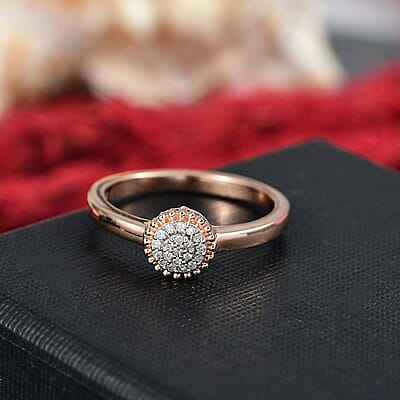 D'Joy Natural Champagne Diamond Ring in 18K Vermeil RG Over Sterling Silver 0.09 (Size 10.0) 0.10 ctw