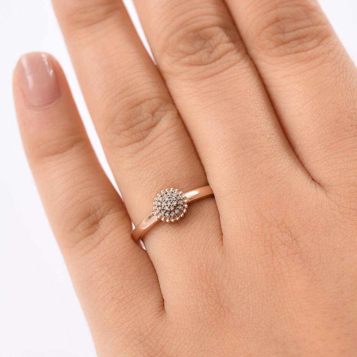D'Joy Natural Champagne Diamond Ring in 18K Vermeil RG Over Sterling Silver 0.09 (Size 10.0) 0.10 ctw image number 2