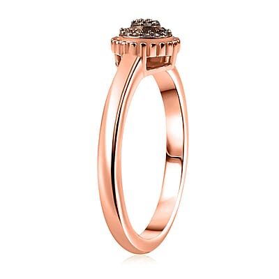 D'Joy Natural Champagne Diamond Ring in 18K Vermeil RG Over Sterling Silver 0.09 (Size 10.0) 0.10 ctw