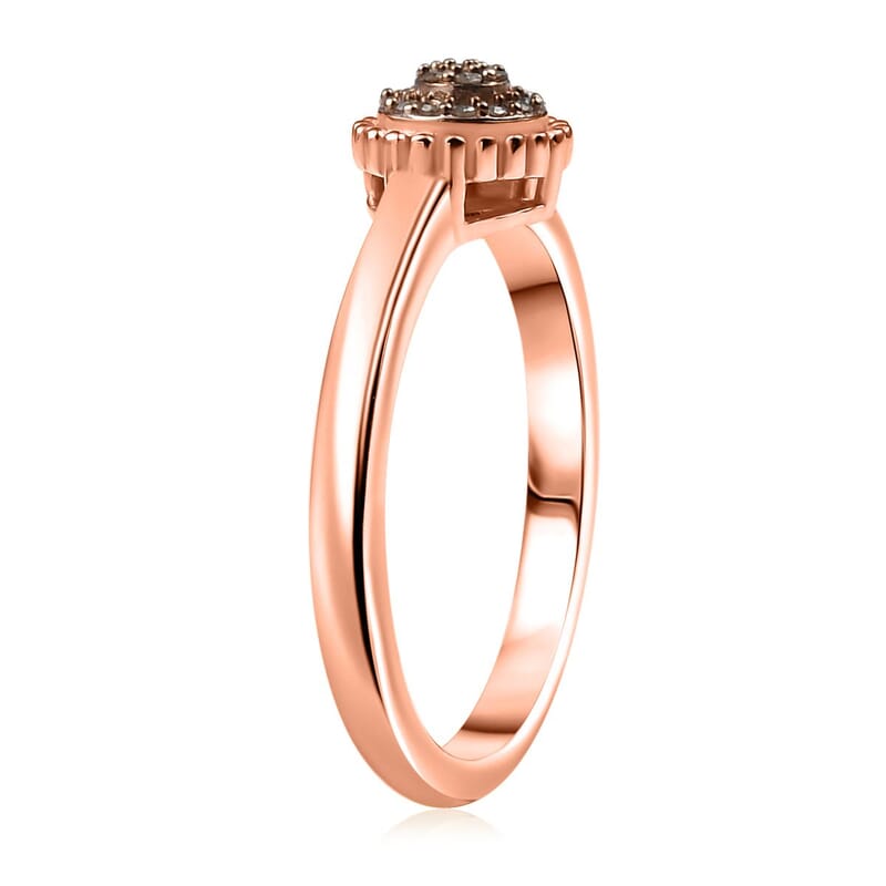 D'Joy Natural Champagne Diamond Ring in 18K Vermeil RG Over Sterling Silver 0.09 (Size 10.0) 0.10 ctw