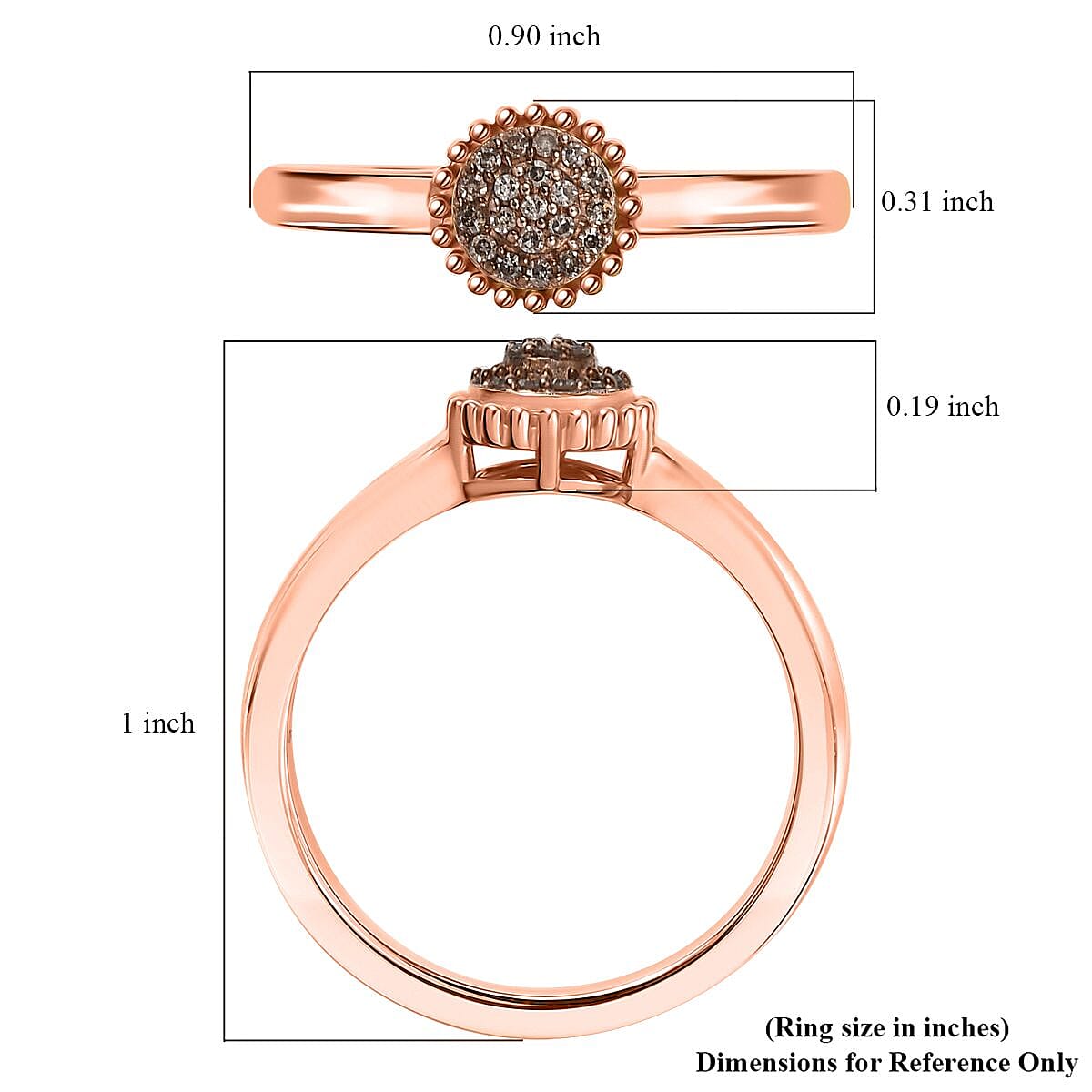 D'Joy Natural Champagne Diamond Ring in 18K Vermeil RG Over Sterling Silver 0.09 (Size 10.0) 0.10 ctw