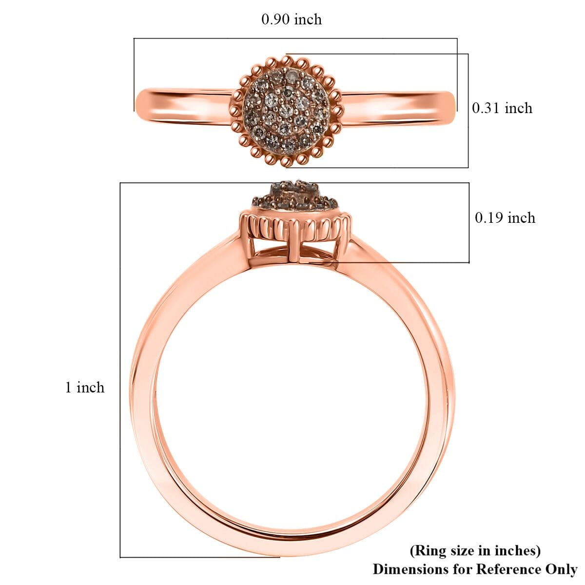 D'Joy Natural Champagne Diamond Ring in 18K Vermeil RG Over Sterling Silver 0.09 (Size 10.0) 0.10 ctw image number 5