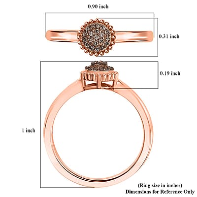 D'Joy Natural Champagne Diamond Ring in 18K Vermeil RG Over Sterling Silver 0.09 (Size 10.0) 0.10 ctw