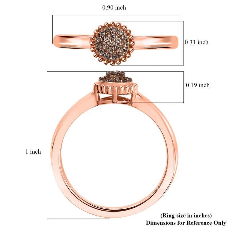 D'Joy Natural Champagne Diamond Ring in 18K Vermeil RG Over Sterling Silver 0.09 (Size 10.0) 0.10 ctw