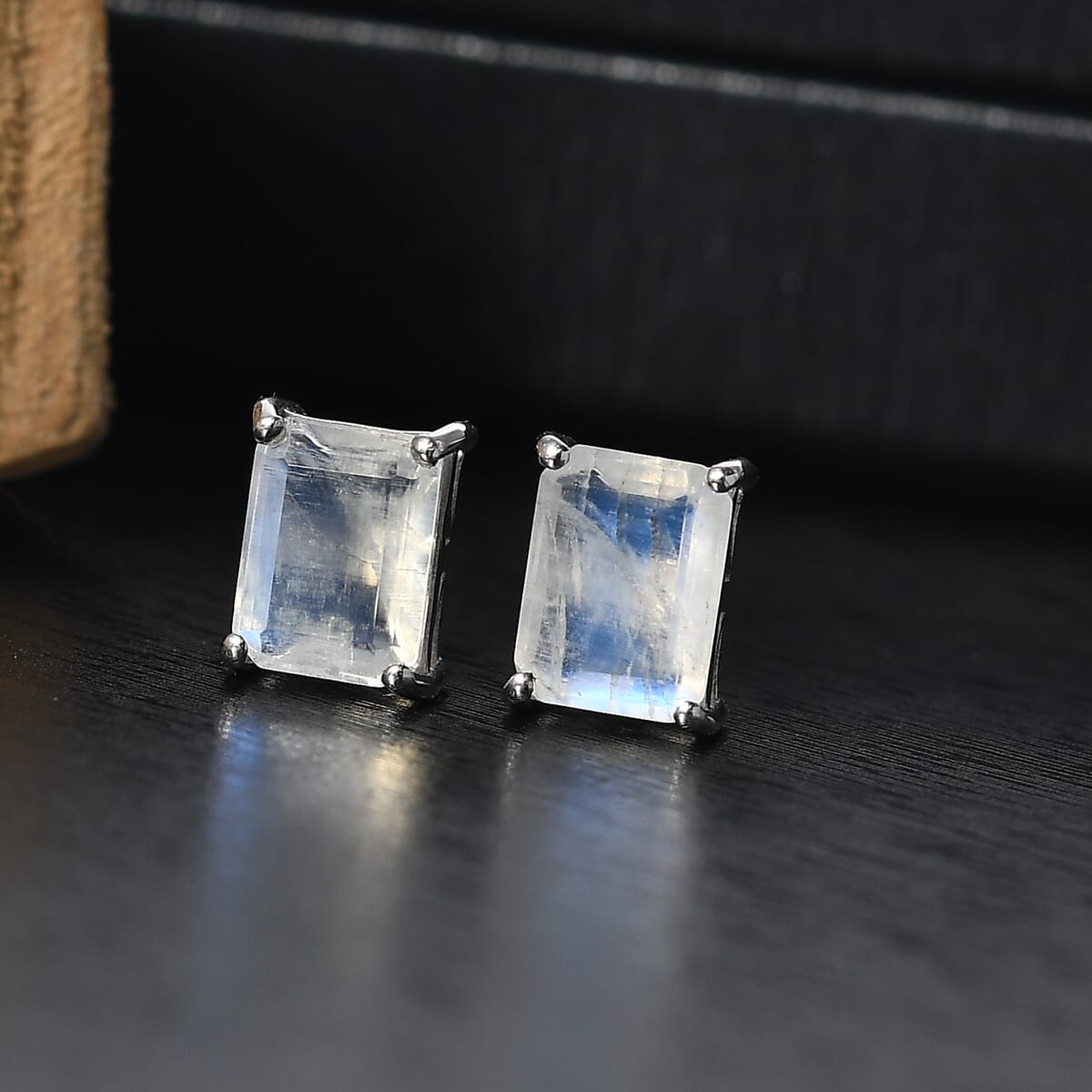 D'Joy Moon Glow Moonstone 3.00 ctw Stud Earrings in Platinum Over Sterling Silver  image number 1