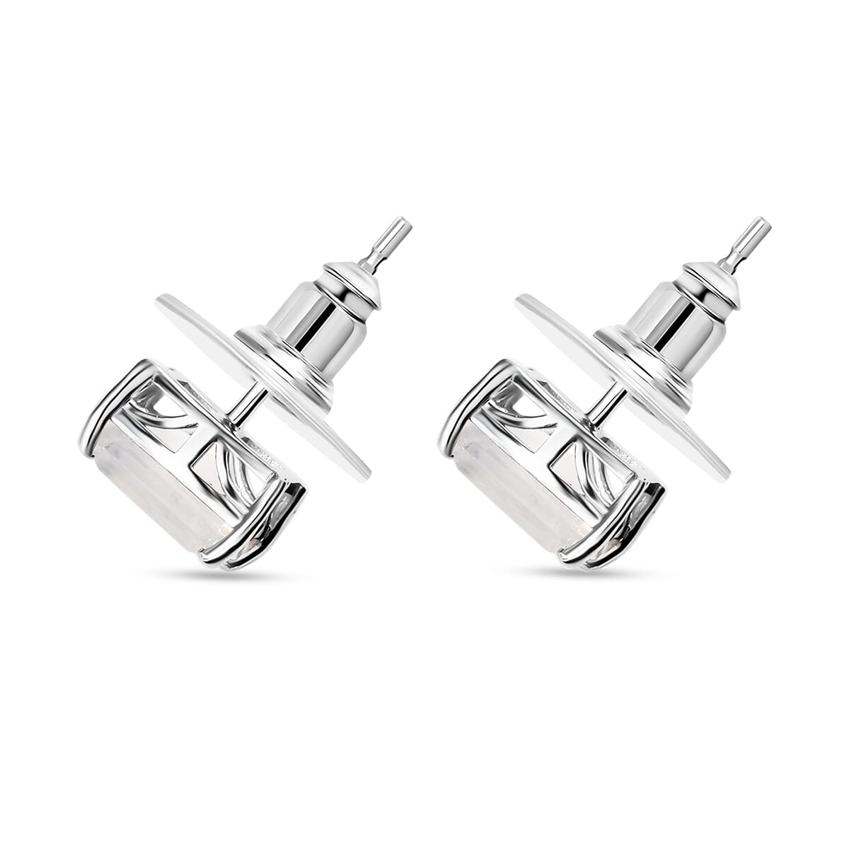 D'Joy Moon Glow Moonstone 3.00 ctw Stud Earrings in Platinum Over Sterling Silver  image number 3
